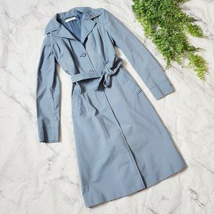 Prada Light Blue Cotton Blend Poplin Trench Coat